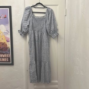Madewell Lucie Sunflower Field Smocked Midi Dress